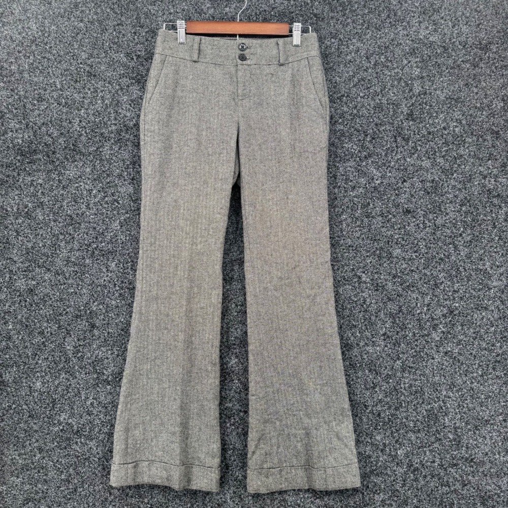 Banana Republic Martin Fit Gray Herringbone Wool Blend Flare Dress Pants 0S